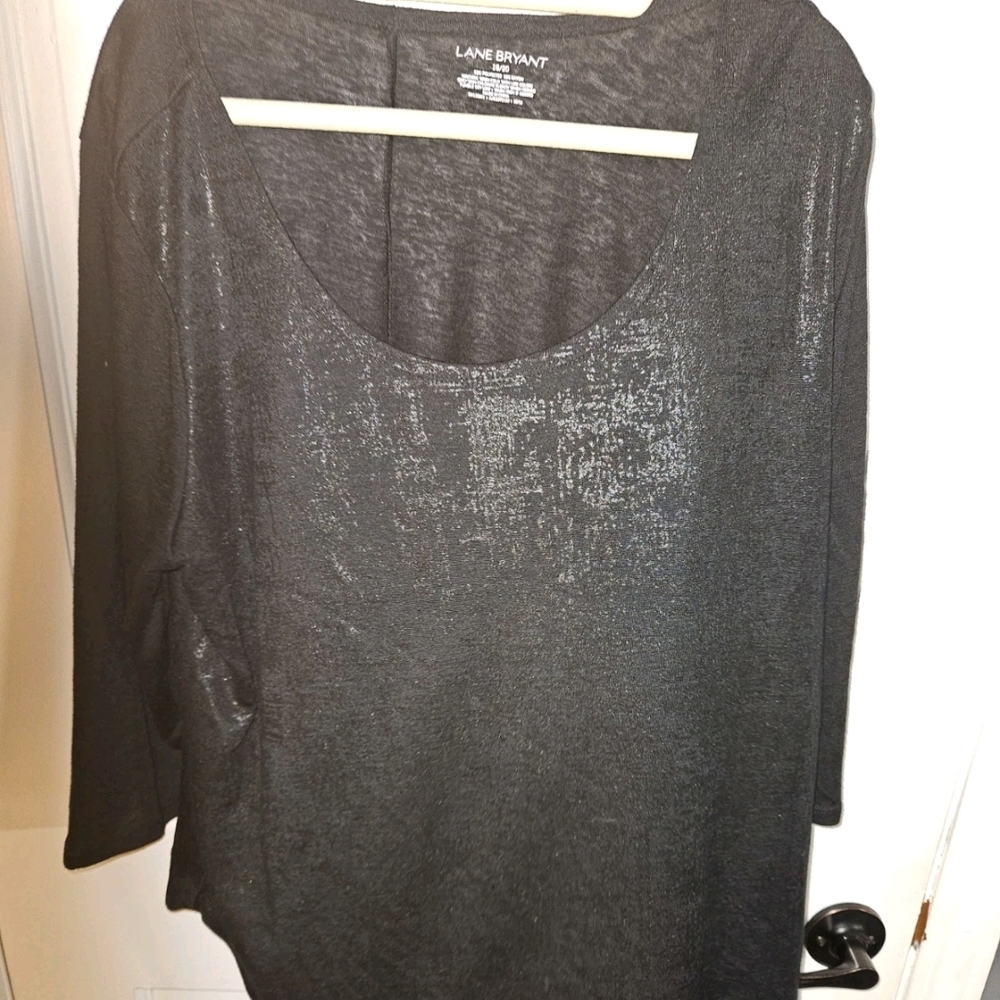 Lane Bryant Shimmering Black Long Sleeve Top